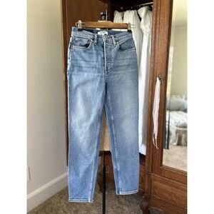 RE/DONE High‎ Rise Stove Pipe Jeans Light Wash Denim Straight Leg Womens Size 26